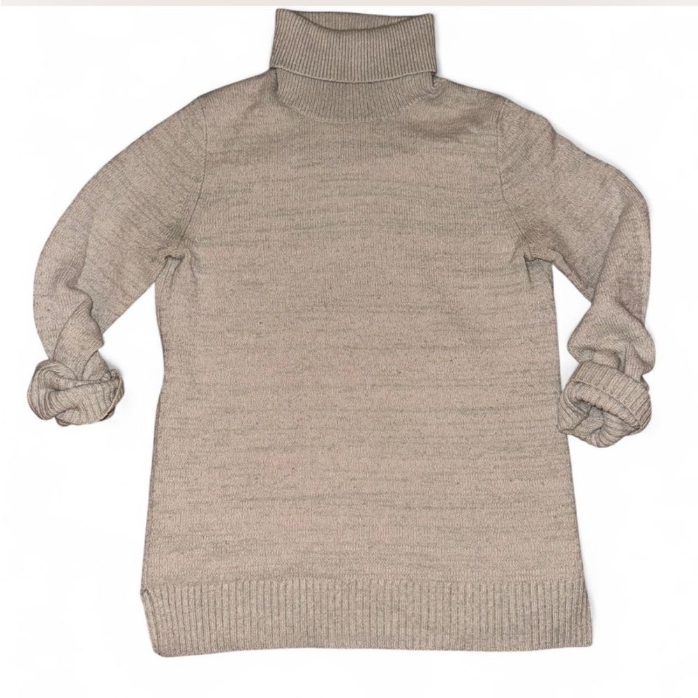 J. Crew Classic Heathered Beige Turtleneck Sweater